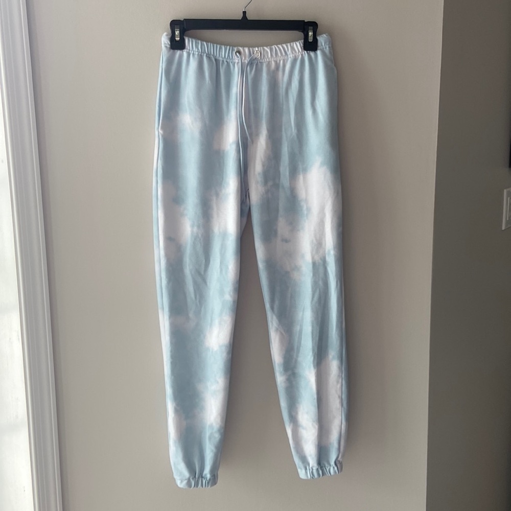 Blue and White Tie Dye Sweatpants